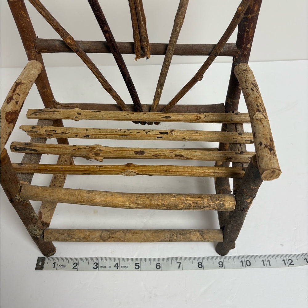 Rustic Heart-Back Wooden Plant Holder Chair - Picture 6 of 9